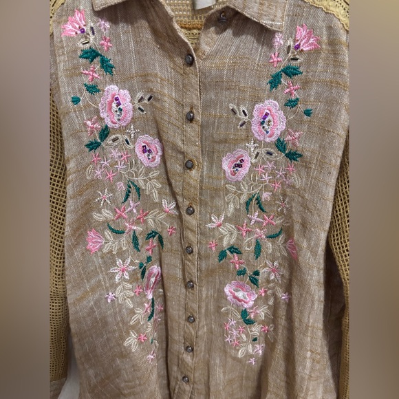 Aratta silent journey linen cotton embroidered long sleeve - Picture 2 of 7